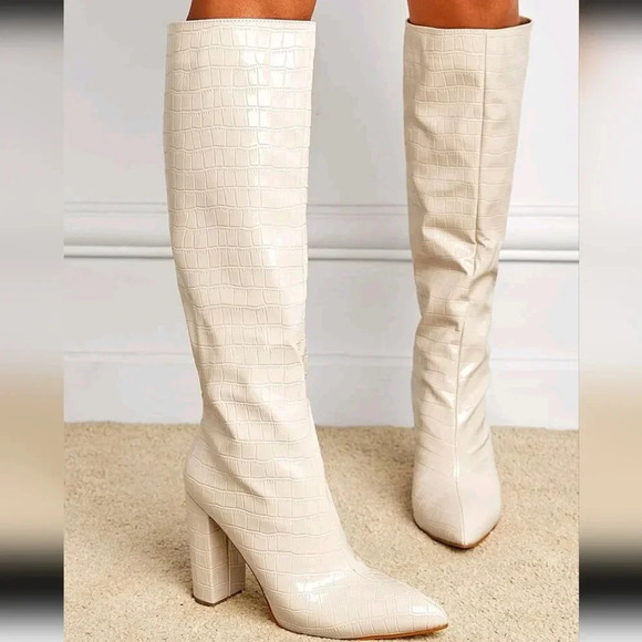 Women's Pointed Toe Chunky High Heel Over-the-knee Boots,